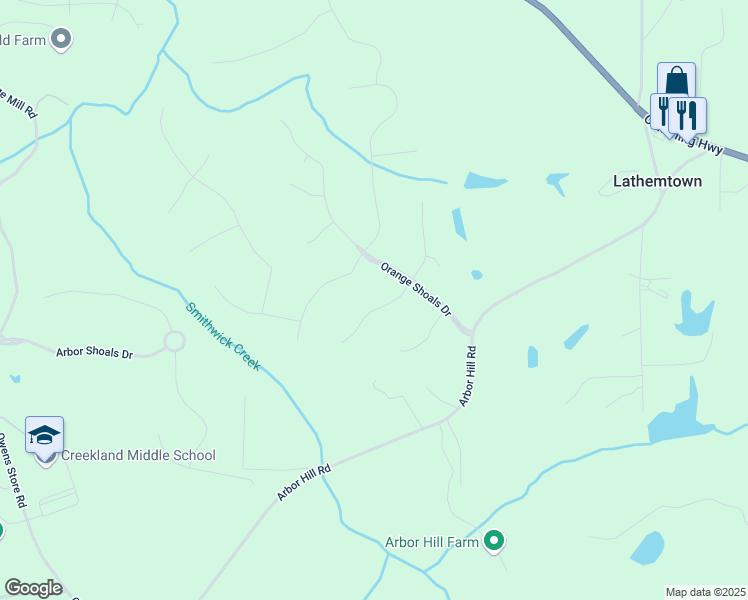 map of restaurants, bars, coffee shops, grocery stores, and more near 204 Morning Glory Ridge in Canton