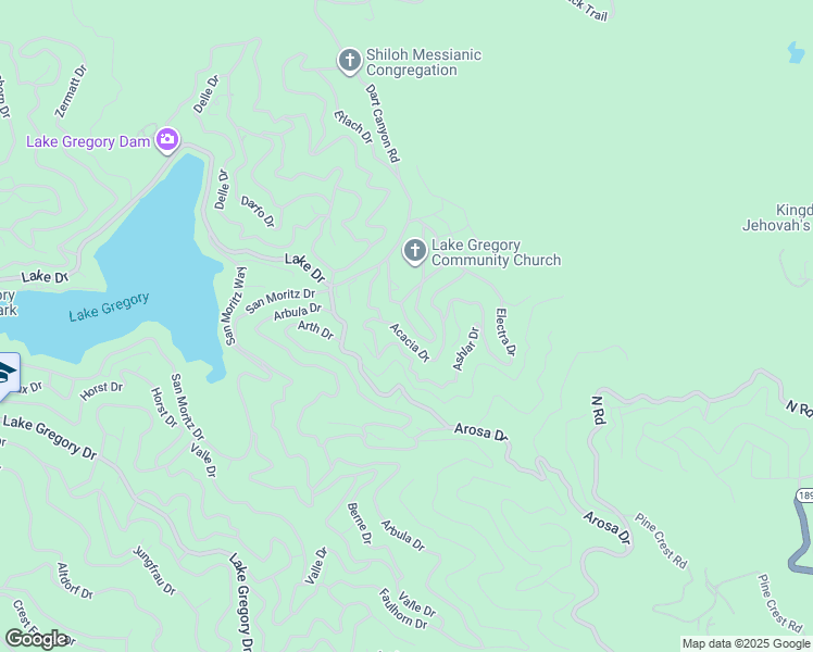 map of restaurants, bars, coffee shops, grocery stores, and more near 647 Pyramid Drive in Crestline