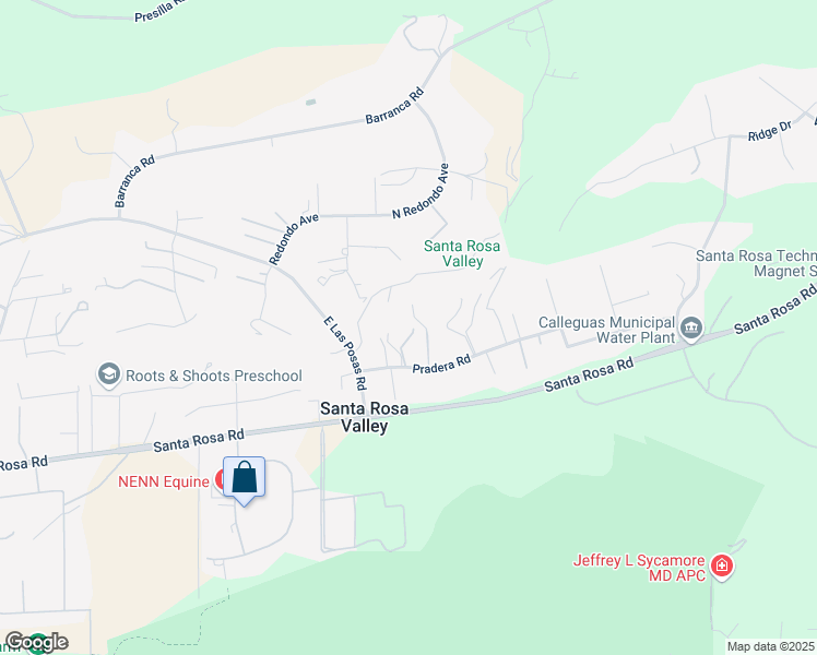 map of restaurants, bars, coffee shops, grocery stores, and more near 11855 Pradera Road in Santa Rosa Valley