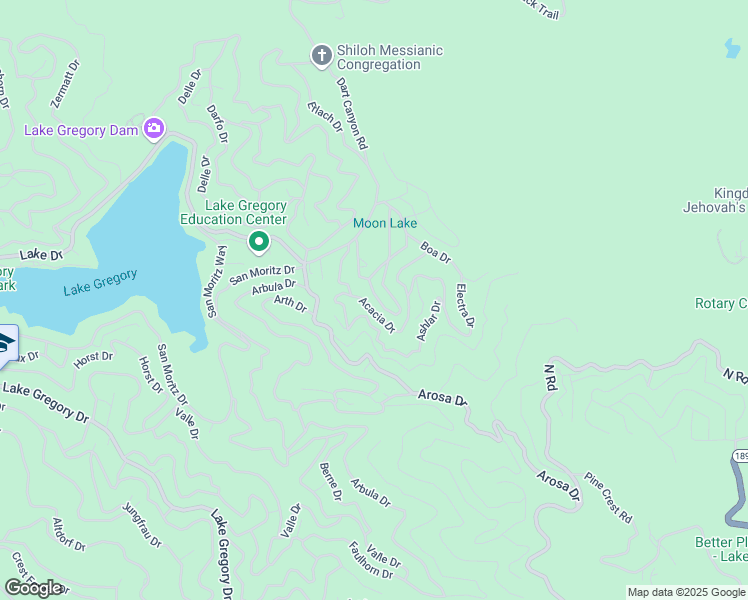 map of restaurants, bars, coffee shops, grocery stores, and more near 647 Pyramid Drive in Crestline