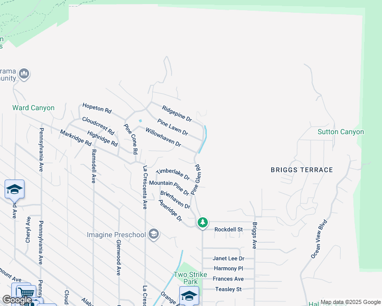 map of restaurants, bars, coffee shops, grocery stores, and more near 2608 Willowhaven Drive in La Crescenta-Montrose