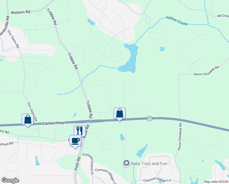 map of restaurants, bars, coffee shops, grocery stores, and more near 3570 Daylon Drive in Cumming