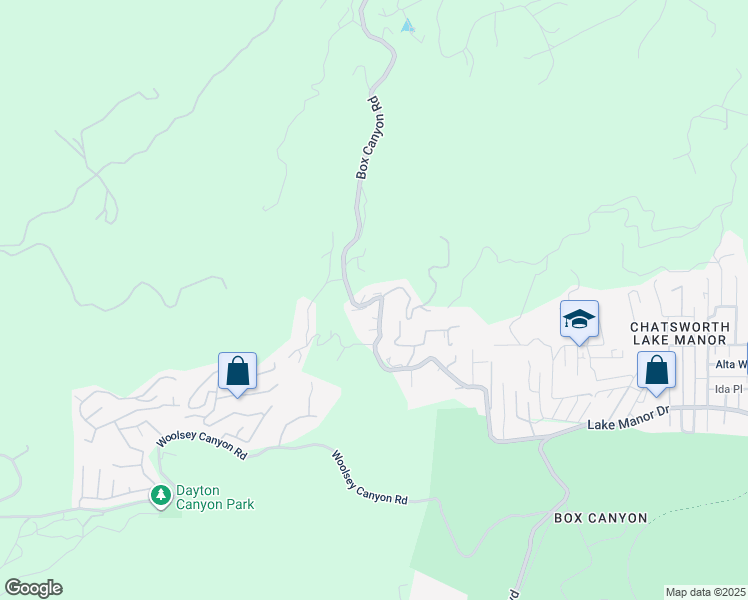 map of restaurants, bars, coffee shops, grocery stores, and more near 34 Box Canyon Road in Ventura County