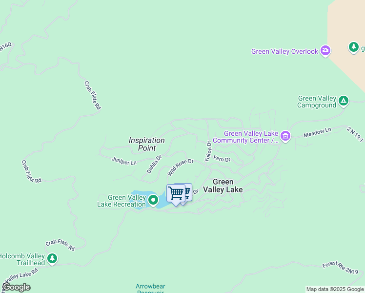 map of restaurants, bars, coffee shops, grocery stores, and more near 33250 Juniper Lane in Green Valley Lake