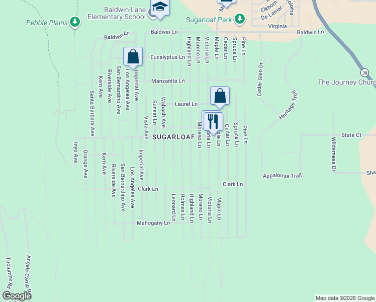 map of restaurants, bars, coffee shops, grocery stores, and more near 560 Highland Lane in Sugarloaf