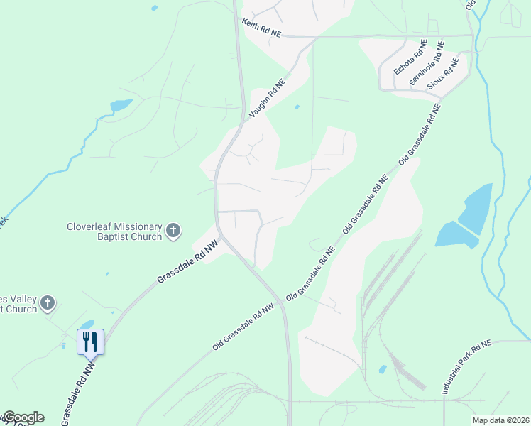 map of restaurants, bars, coffee shops, grocery stores, and more near 22 Chestnut Ridge Drive Northeast in Cartersville