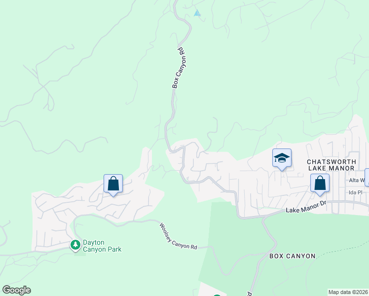 map of restaurants, bars, coffee shops, grocery stores, and more near 2 Box Canyon Road in Ventura County