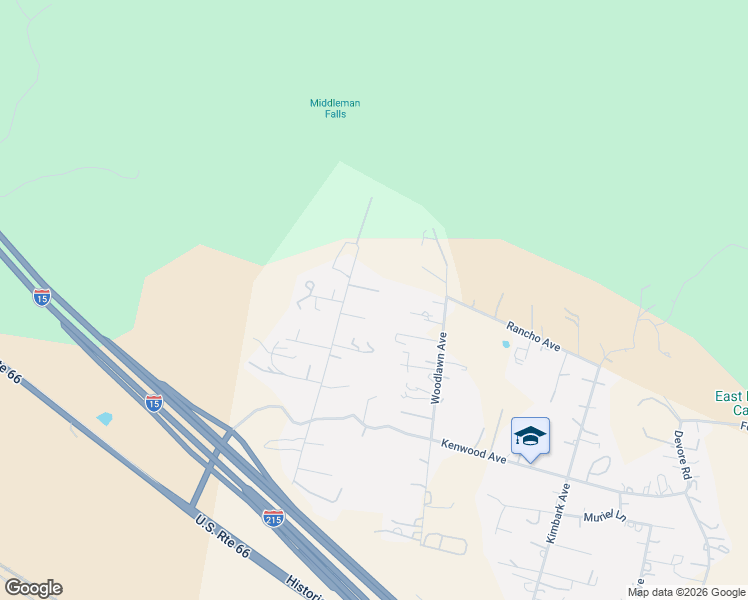 map of restaurants, bars, coffee shops, grocery stores, and more near 627 Greenwood Avenue in San Bernardino