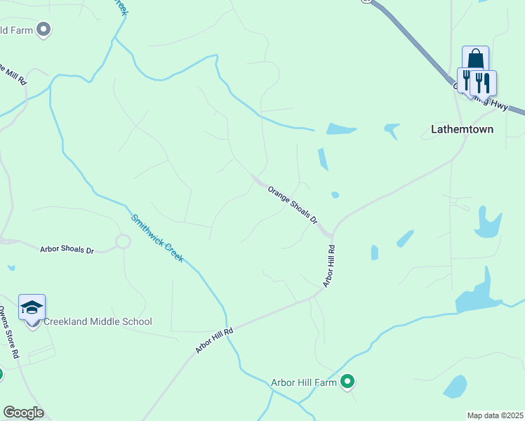 map of restaurants, bars, coffee shops, grocery stores, and more near 204 Morning Glory Ridge in Canton