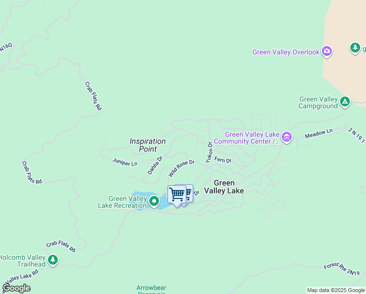 map of restaurants, bars, coffee shops, grocery stores, and more near 33250 Juniper Lane in Green Valley Lake