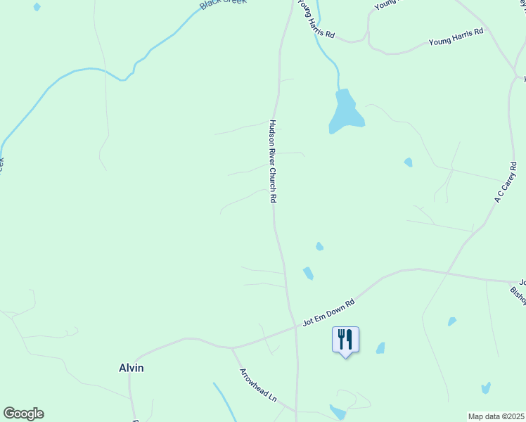 map of restaurants, bars, coffee shops, grocery stores, and more near 5111 Hudson River Church Road in Danielsville