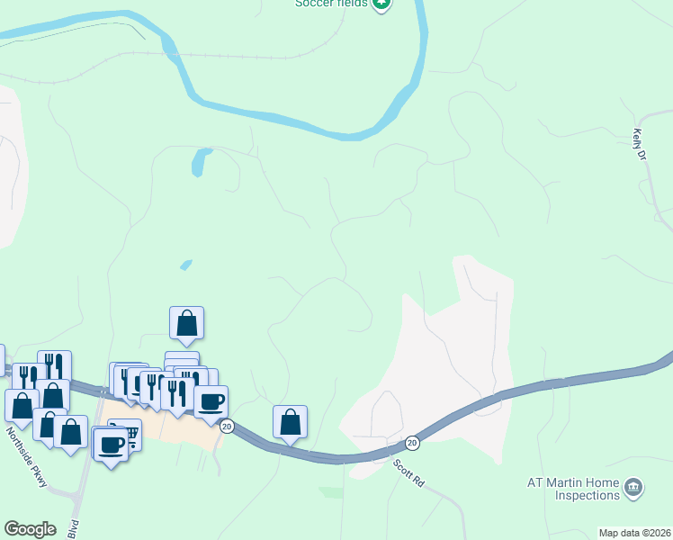 map of restaurants, bars, coffee shops, grocery stores, and more near 325 North Brooke Drive in Canton