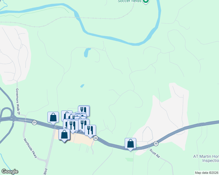 map of restaurants, bars, coffee shops, grocery stores, and more near 408 Mountain Point in Canton