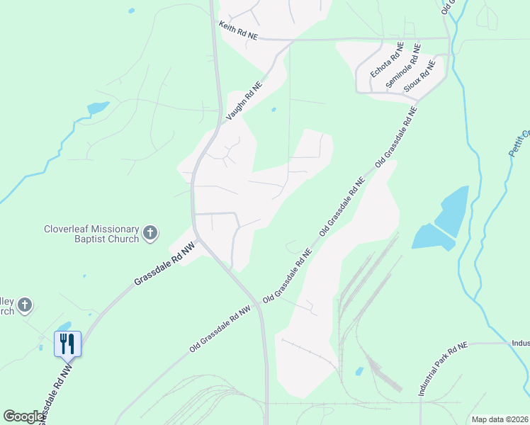map of restaurants, bars, coffee shops, grocery stores, and more near 17 Split Rail Court Northeast in Cartersville