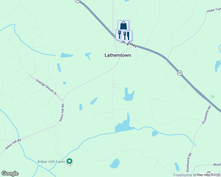 map of restaurants, bars, coffee shops, grocery stores, and more near 297 Henderson Lake Drive in Canton