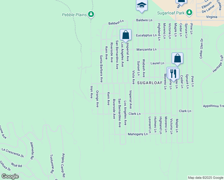 map of restaurants, bars, coffee shops, grocery stores, and more near 548 Riverside Avenue in Big Bear
