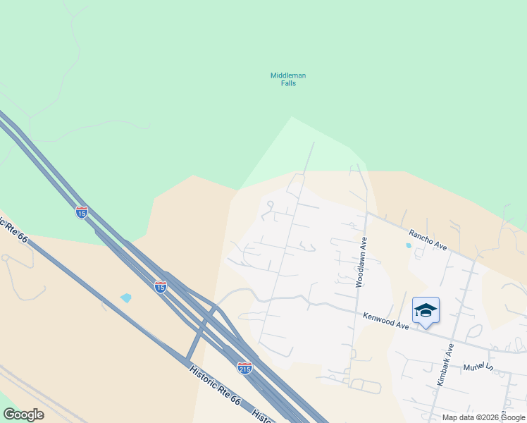 map of restaurants, bars, coffee shops, grocery stores, and more near Foresthill Court in San Bernardino