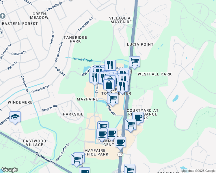 map of restaurants, bars, coffee shops, grocery stores, and more near 916 Inspiration Drive in Wilmington