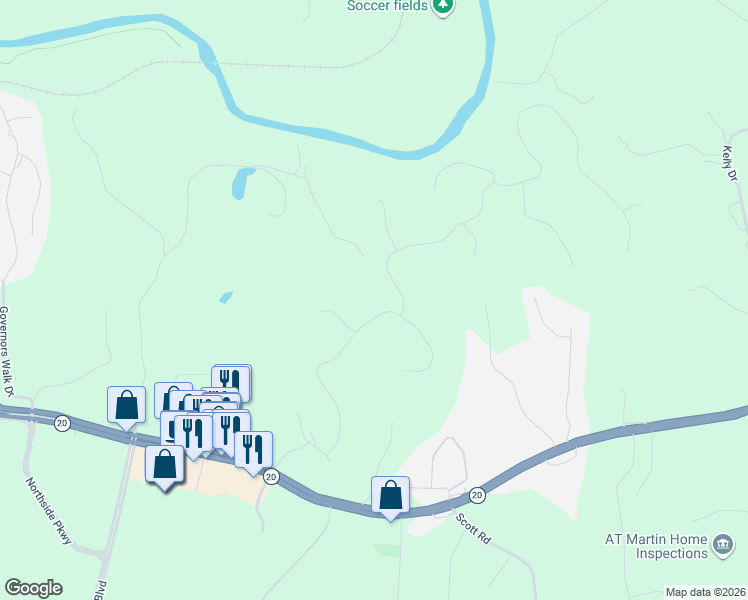 map of restaurants, bars, coffee shops, grocery stores, and more near 325 North Brooke Drive in Canton