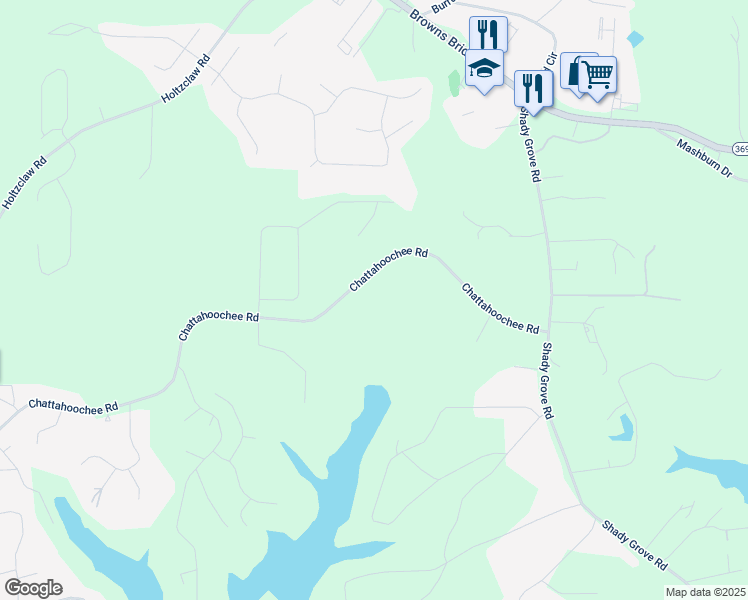 map of restaurants, bars, coffee shops, grocery stores, and more near 3860 Chattahoochee Road in Cumming