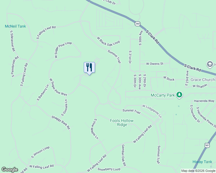 map of restaurants, bars, coffee shops, grocery stores, and more near 3321 West Mariposa Lane in Show Low