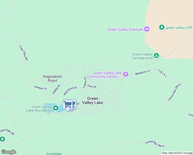 map of restaurants, bars, coffee shops, grocery stores, and more near 33471 Weeping Willow Drive in Green Valley Lake