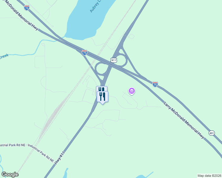 map of restaurants, bars, coffee shops, grocery stores, and more near 2336 U.S. 411 in White