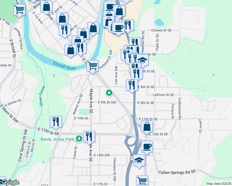 map of restaurants, bars, coffee shops, grocery stores, and more near 814 East 2nd Avenue in Rome