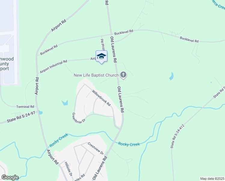 map of restaurants, bars, coffee shops, grocery stores, and more near 2417 Old Laurens Greenwood Hwy in Greenwood