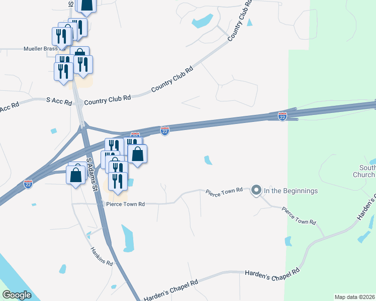 map of restaurants, bars, coffee shops, grocery stores, and more near 210 Pierce Town Road in Fulton