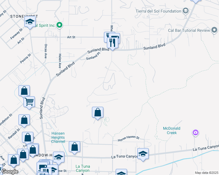 map of restaurants, bars, coffee shops, grocery stores, and more near 9530 Wheatland Avenue in Los Angeles