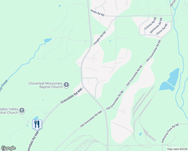 map of restaurants, bars, coffee shops, grocery stores, and more near 22 Chestnut Ridge Drive Northeast in Cartersville