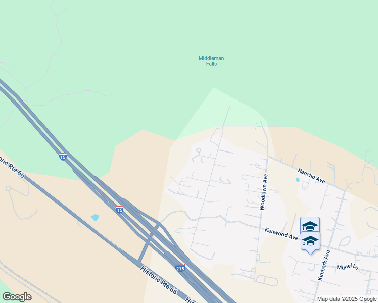 map of restaurants, bars, coffee shops, grocery stores, and more near Foresthill Court in San Bernardino County
