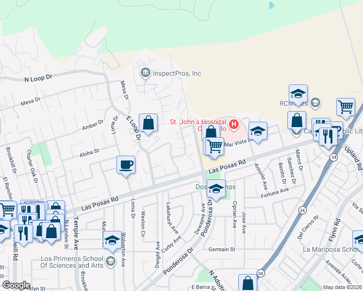 map of restaurants, bars, coffee shops, grocery stores, and more near 3351 Calle Cita in Camarillo