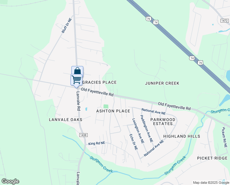 map of restaurants, bars, coffee shops, grocery stores, and more near 1318 Old Fayetteville Rd in Leland