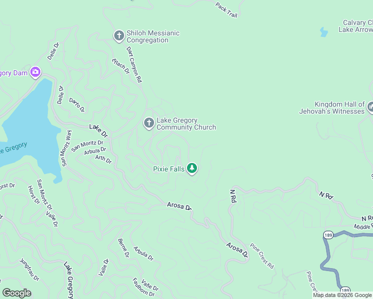 map of restaurants, bars, coffee shops, grocery stores, and more near 590 Electra Drive in Crestline