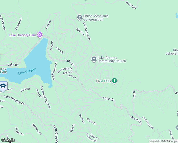 map of restaurants, bars, coffee shops, grocery stores, and more near 647 Pyramid Drive in Crestline