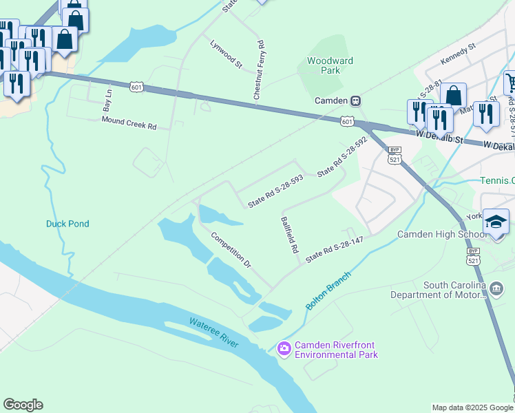 map of restaurants, bars, coffee shops, grocery stores, and more near 910 State Road S-28-593 in Camden