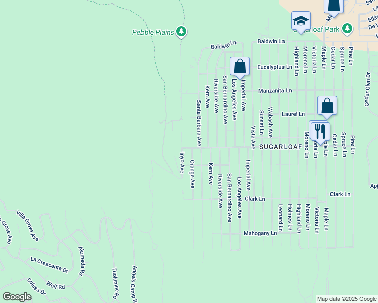map of restaurants, bars, coffee shops, grocery stores, and more near 518 Orange Avenue in Big Bear