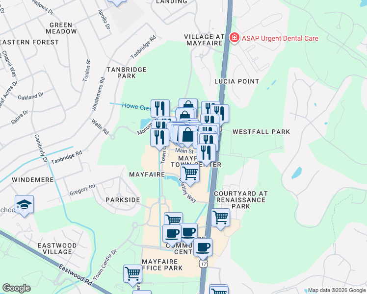 map of restaurants, bars, coffee shops, grocery stores, and more near 6835 Conservation Way in Wilmington