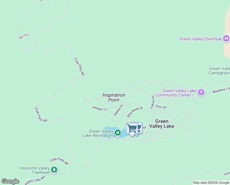 map of restaurants, bars, coffee shops, grocery stores, and more near 33144 Holcomb Creek Drive in Green Valley Lake