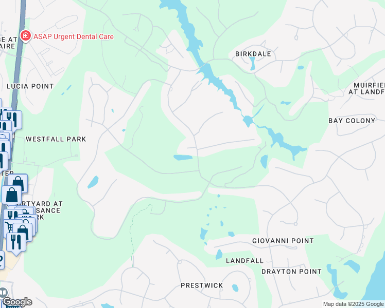 map of restaurants, bars, coffee shops, grocery stores, and more near 1208 Rising Tide Court in Wilmington