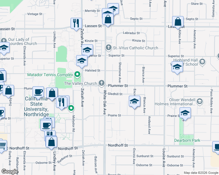 map of restaurants, bars, coffee shops, grocery stores, and more near 9455 Brandon Court in Los Angeles