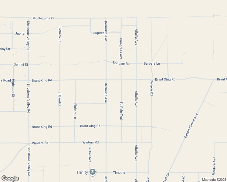 map of restaurants, bars, coffee shops, grocery stores, and more near 570 Bluegrass Avenue in Twentynine Palms