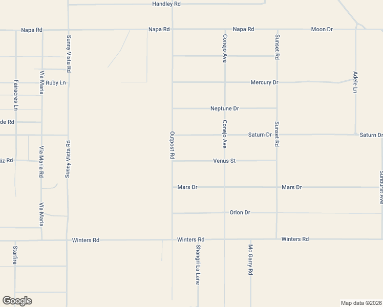 map of restaurants, bars, coffee shops, grocery stores, and more near 61383 Saturn Drive in Joshua Tree