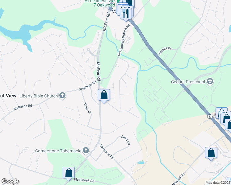 map of restaurants, bars, coffee shops, grocery stores, and more near 5026 Timber Hills Drive in Oakwood