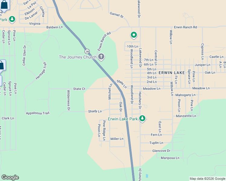 map of restaurants, bars, coffee shops, grocery stores, and more near State Court in Big Bear