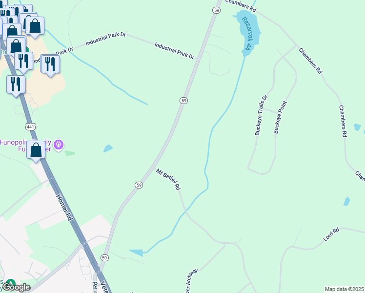 map of restaurants, bars, coffee shops, grocery stores, and more near 314 Georgia 59 in Commerce