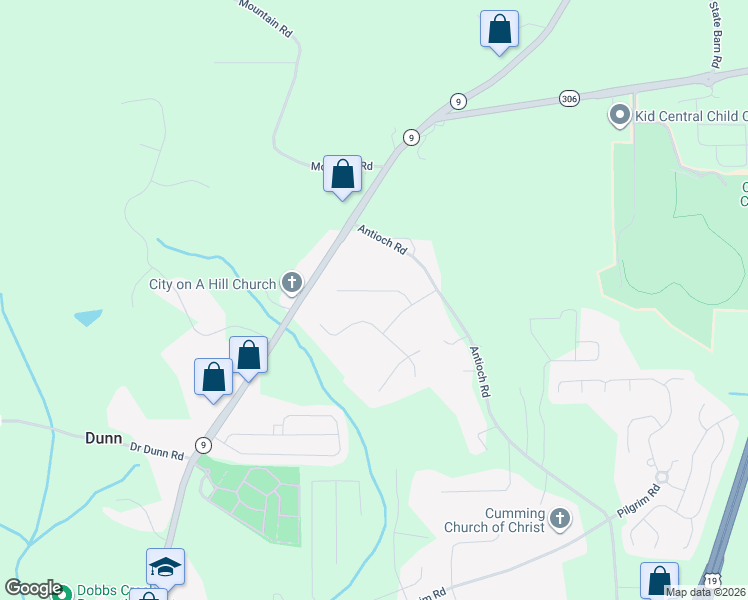 map of restaurants, bars, coffee shops, grocery stores, and more near 2065 Clayburn Dr in Cumming
