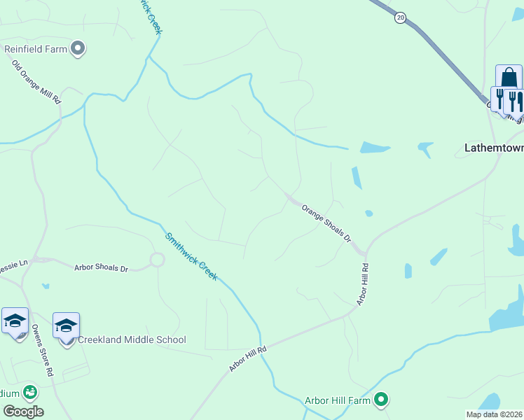 map of restaurants, bars, coffee shops, grocery stores, and more near 402 Sunflower Ridge in Canton